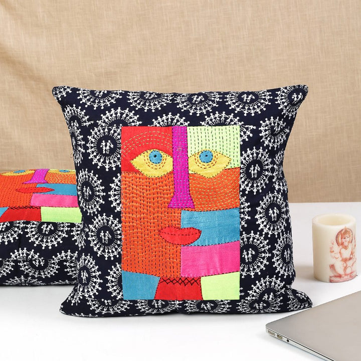 Blue Colour Cotton Hand Block Print Cushion Covers Set of 2