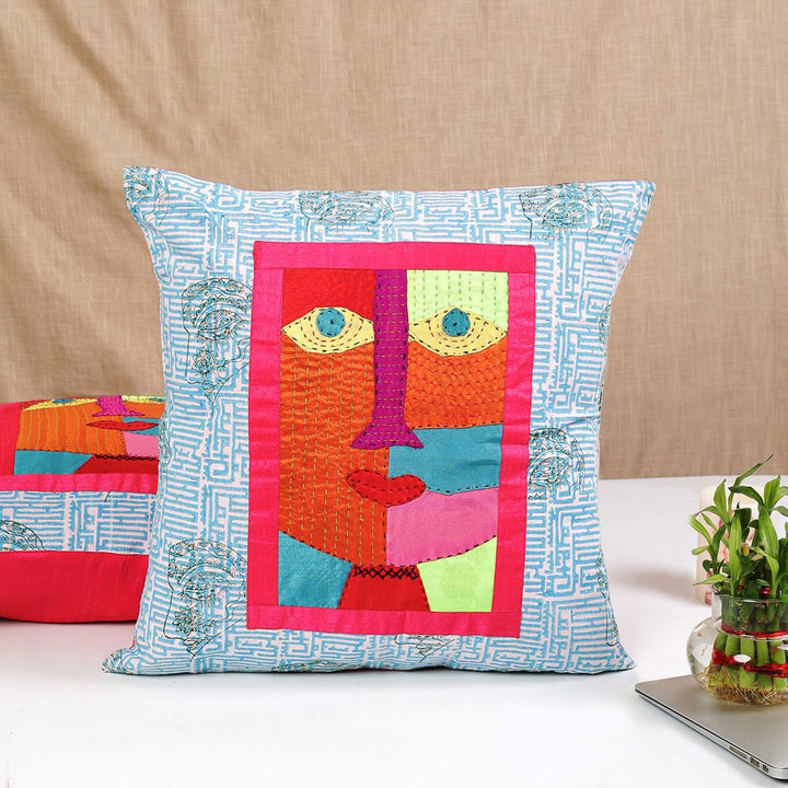 Cotton Hand Block Print Face Patch 18" Cushion Covers Set of 2