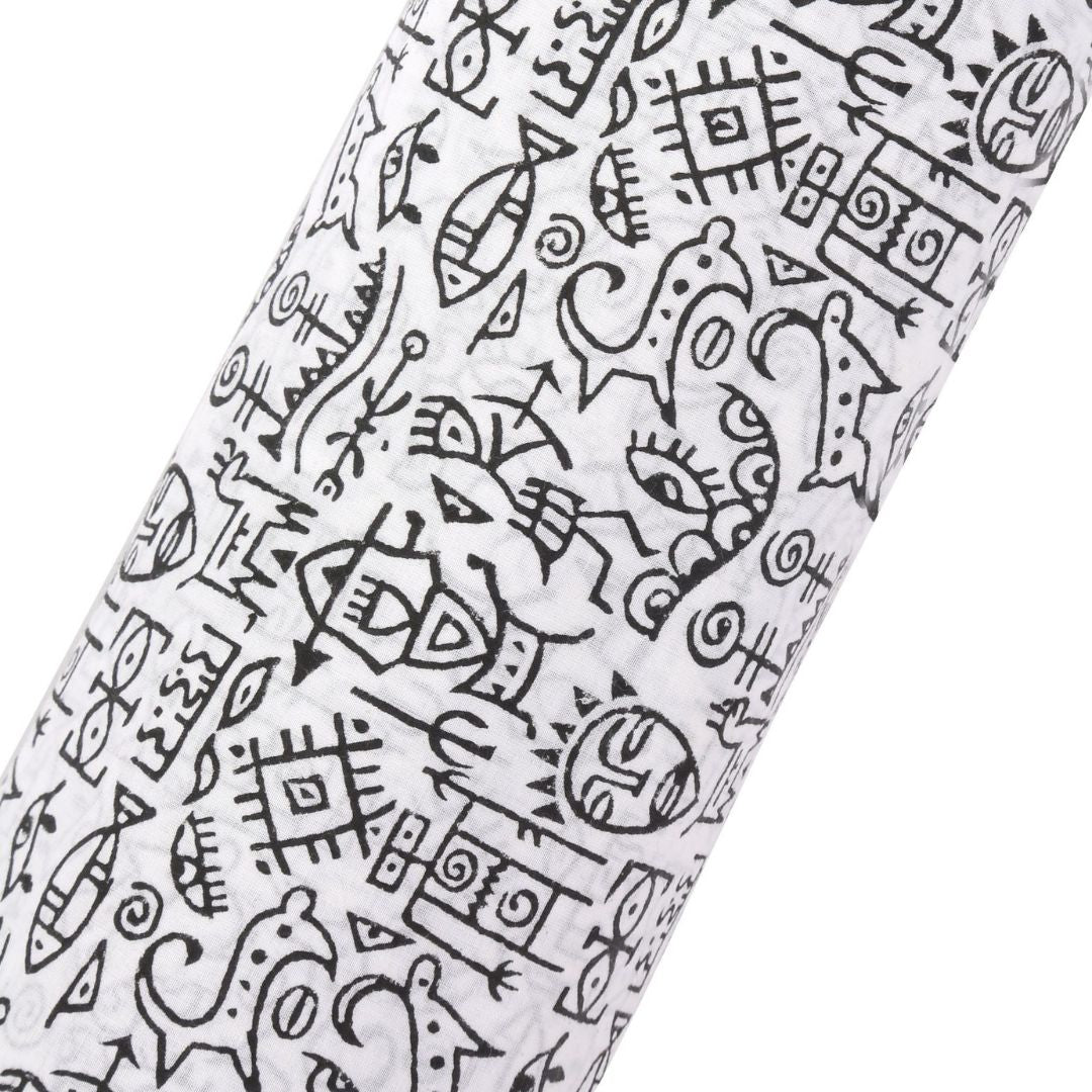 INDHA Tribal Art Block Printed Cotton Fabric