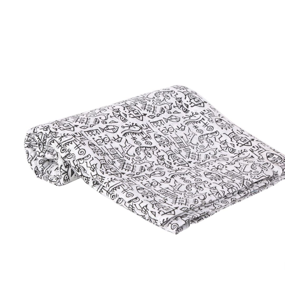 INDHA Tribal Art Block Printed Cotton Fabric