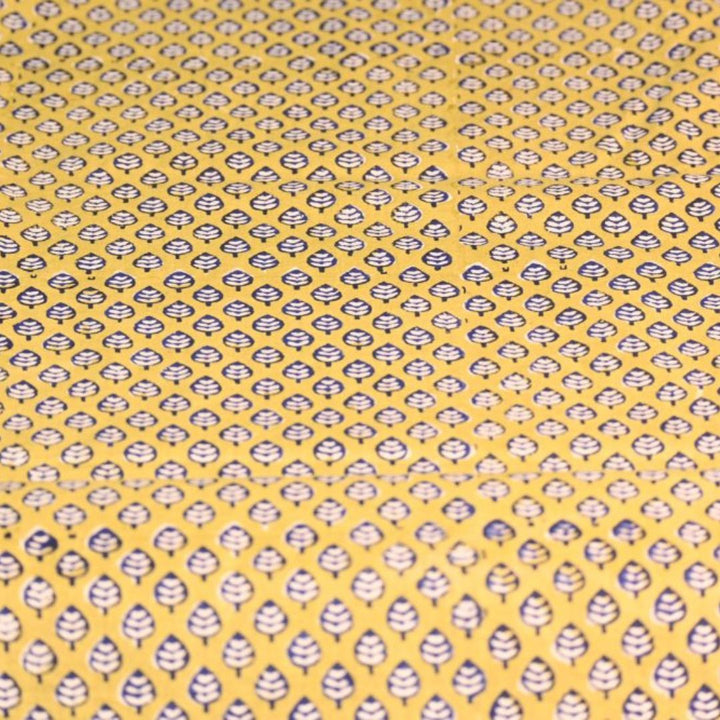 INDHA Hand Block-Printed Cotton Fabric | Navy Blue And White Leaf Design Motif Green Cotton Fabric | Hand Block Printed Fabric | Home Utility | Fashion Utility | Gifting | Gifts For Him | Gifts For Her | Home Furnishing | Jaipuri Block Print Fabric