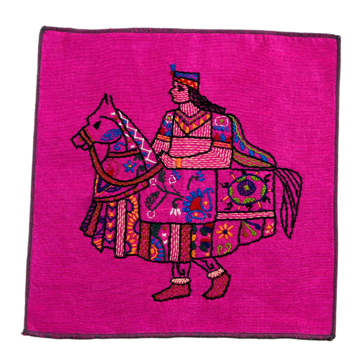 Indha Kachhi Ghodi Hand Embroidery Panel – Folk Horse Motif on Dupion Silk | DIY Decor | Cultural Gift