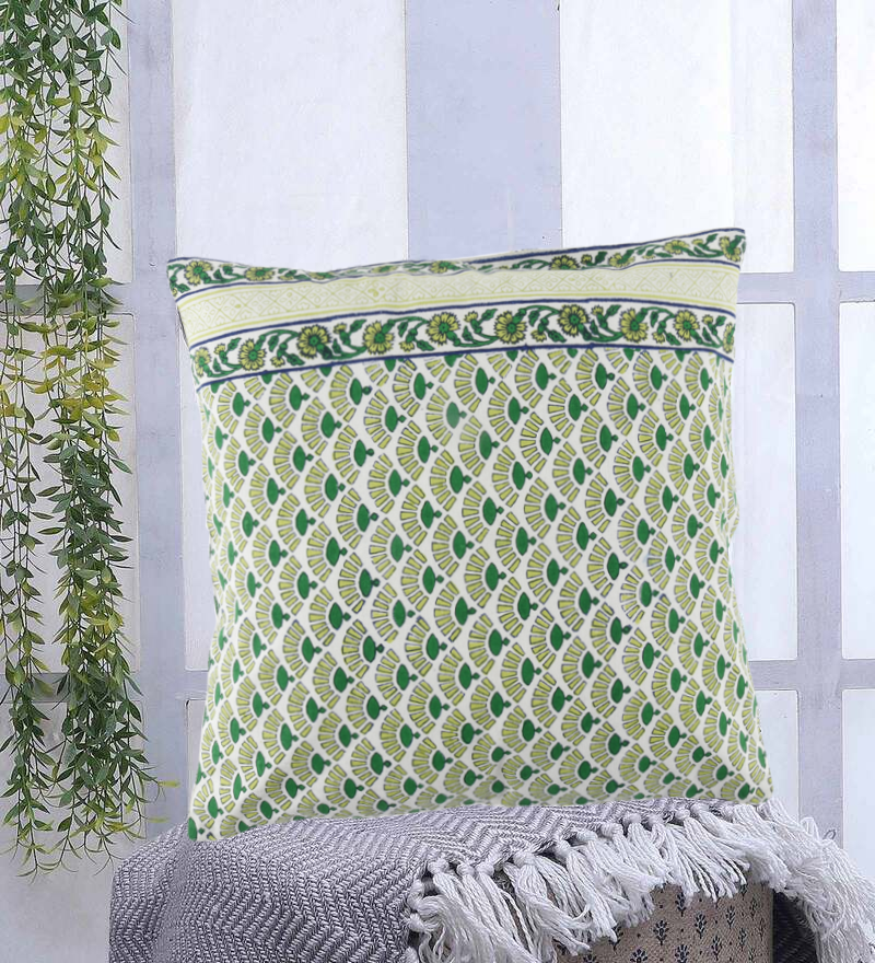 Organic Lotus Flower Inspired Motif Design Pattern Hand Block Printed Throw Cotton Cushion Covers – (16 X 16 INCHES) | Home Décor | Home Furnishing | Throw Cushion Covers | Corporate Gifting | Block Printed Cushion Cover | Eco Friendly