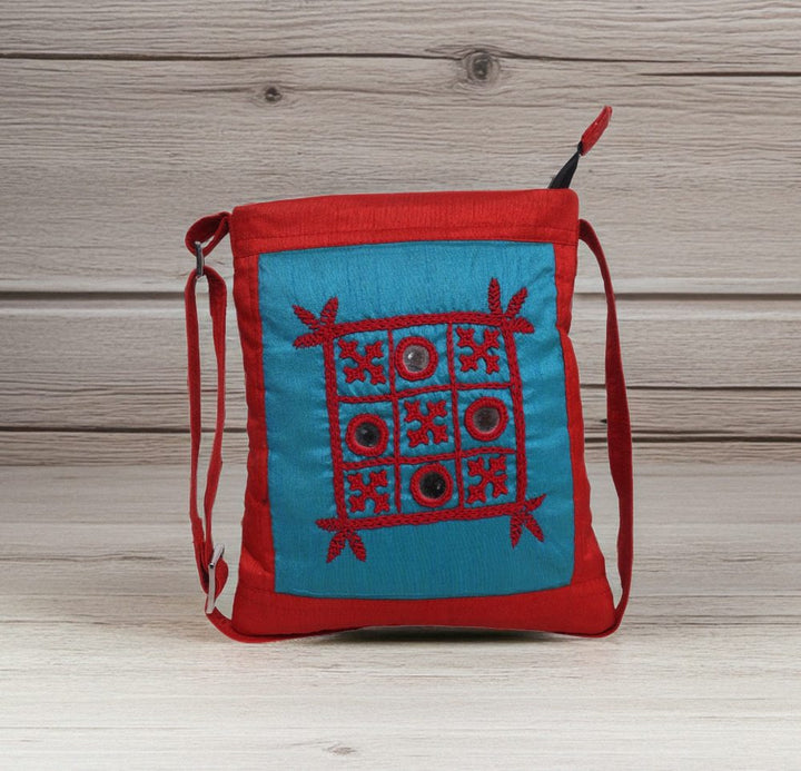 Indha Stunning Hand-Embroidered Red Crossbody Sling Bag for Women | Hand embroidered crossbody sling bag | Sling bag for girls/women |