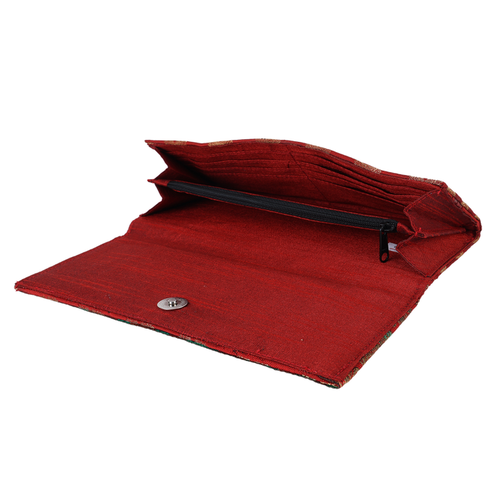 Indha Handcrafted Maroon Brocade Clutch Purse| Red Dupion Silk Clutch Purse | Indian Wedding Theme Hand Embroidered | Wedding Accessory | Gifting | Gifts For Her | Festive Purse | Clutch Purse| Handmade |