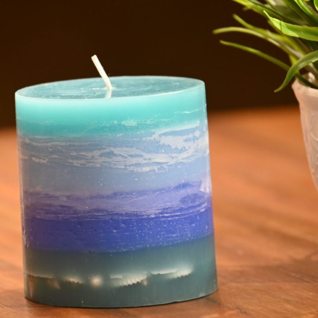 Indha Handcrafted Blue Seashells Scented Candle |Scented Candle Gift Set | Perfume Candles | Aromatic Candle | Candle for Corporate Gifting | Candles Gift for Office Clients |