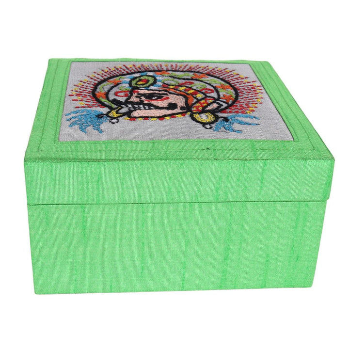 INDHA Chhau Mask Embroidered Motif Multi Utility Gift Box & Storage Box Small