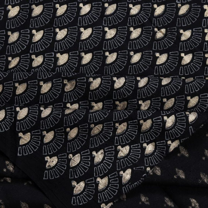 INDHA Japanese Hand Fan Block Printed Cotton Fabric