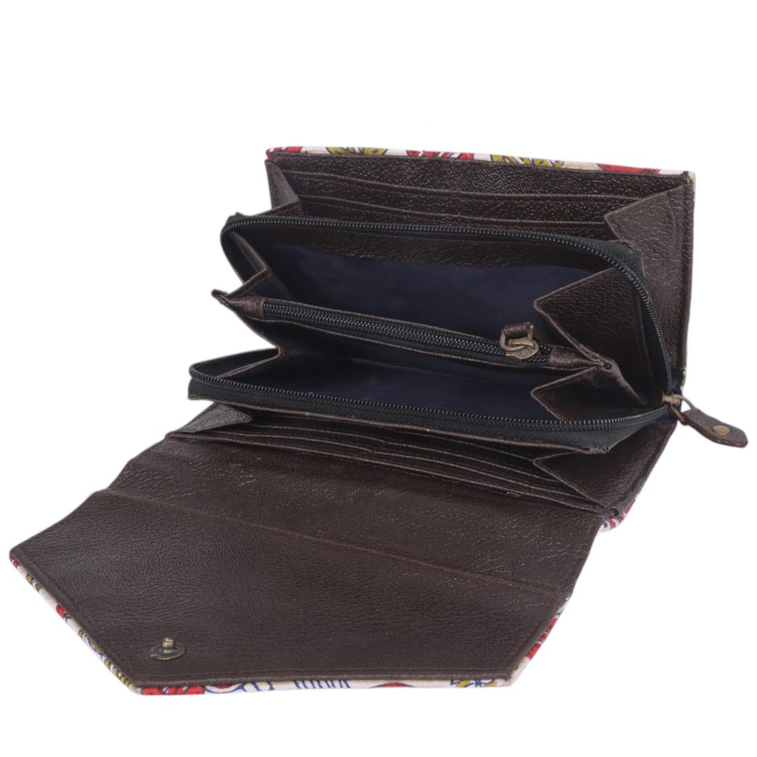 Indha Hand Block Printed Cotton Fabric Wallet for Girls | YKK Brand Zipper Ladies Wallet| Clutch Wallet | Cotton  Purse| Card Cash Coin Holder for Women | Hand Carry Wallet