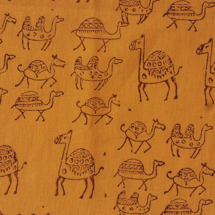 INDHA Camels Quirky Design Block Printed Cotton Fabrics