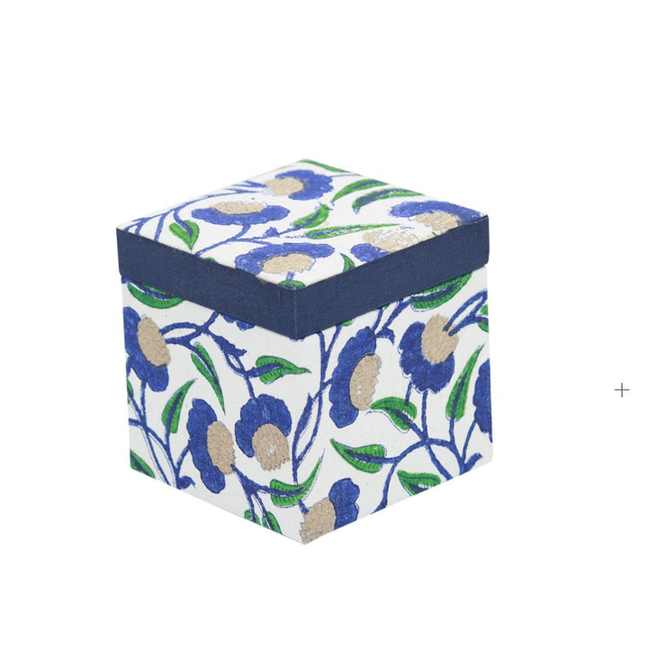 Flower Block Blue &amp; White Colour Hand Block Printed Gift Box
