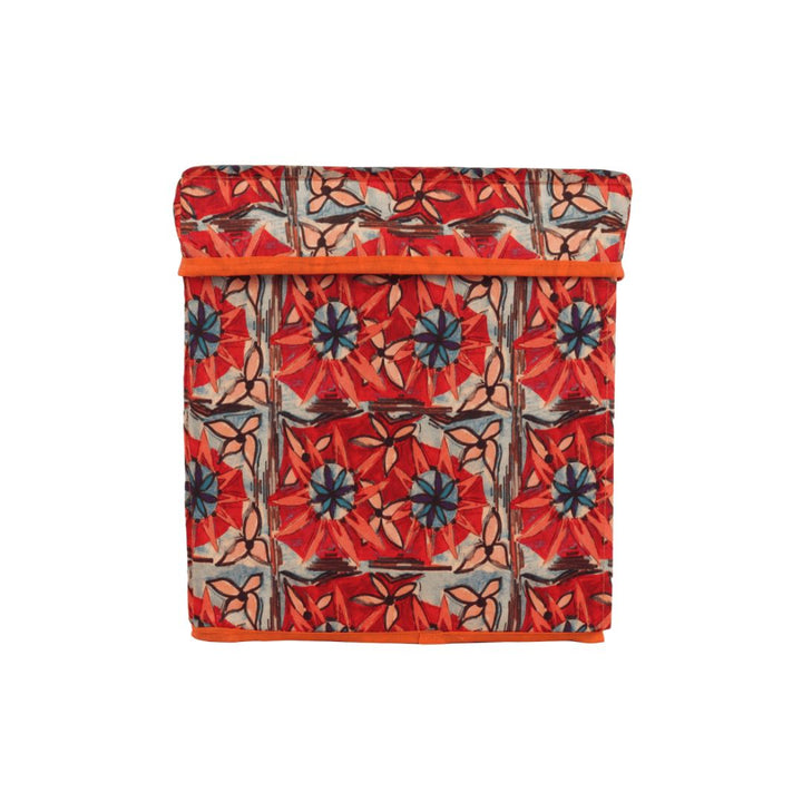 Orange Foldable Storage box cum stool for Living Room/Office/Sitting Storage Stool