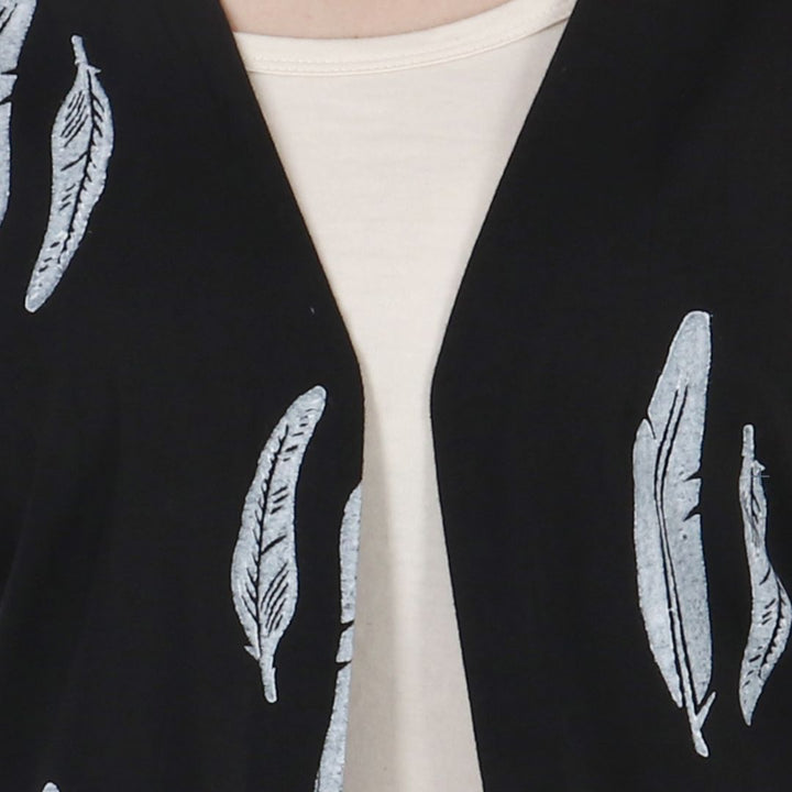 Indha Block Printed Black Shrug