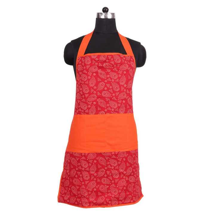 Cotton Hand Block Printed Red Colour Apron