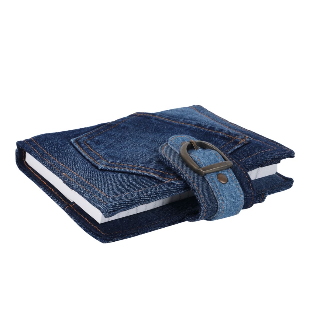 Indha Handcrafted Sustainable Denim Diary  | Denim Cover Diary | Corporate Gifting | Recycled Paper Diary | Rulled Line | 120 Pages Diary | Paper Diary