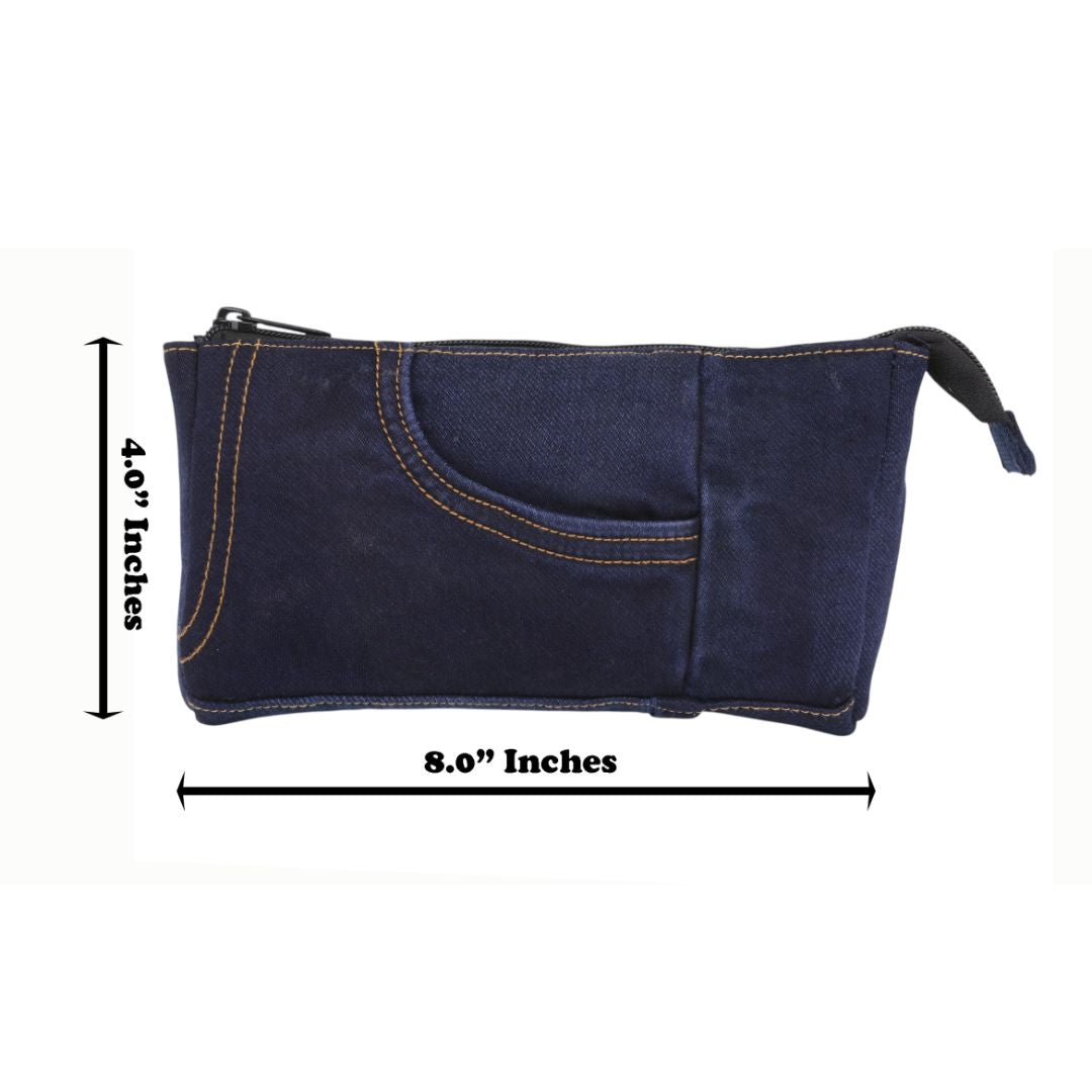 Indha Denim Patchwork Utility Pouch | Handmade Sustainable Organizer | Durable Everyday Carry Pouch High on Utility