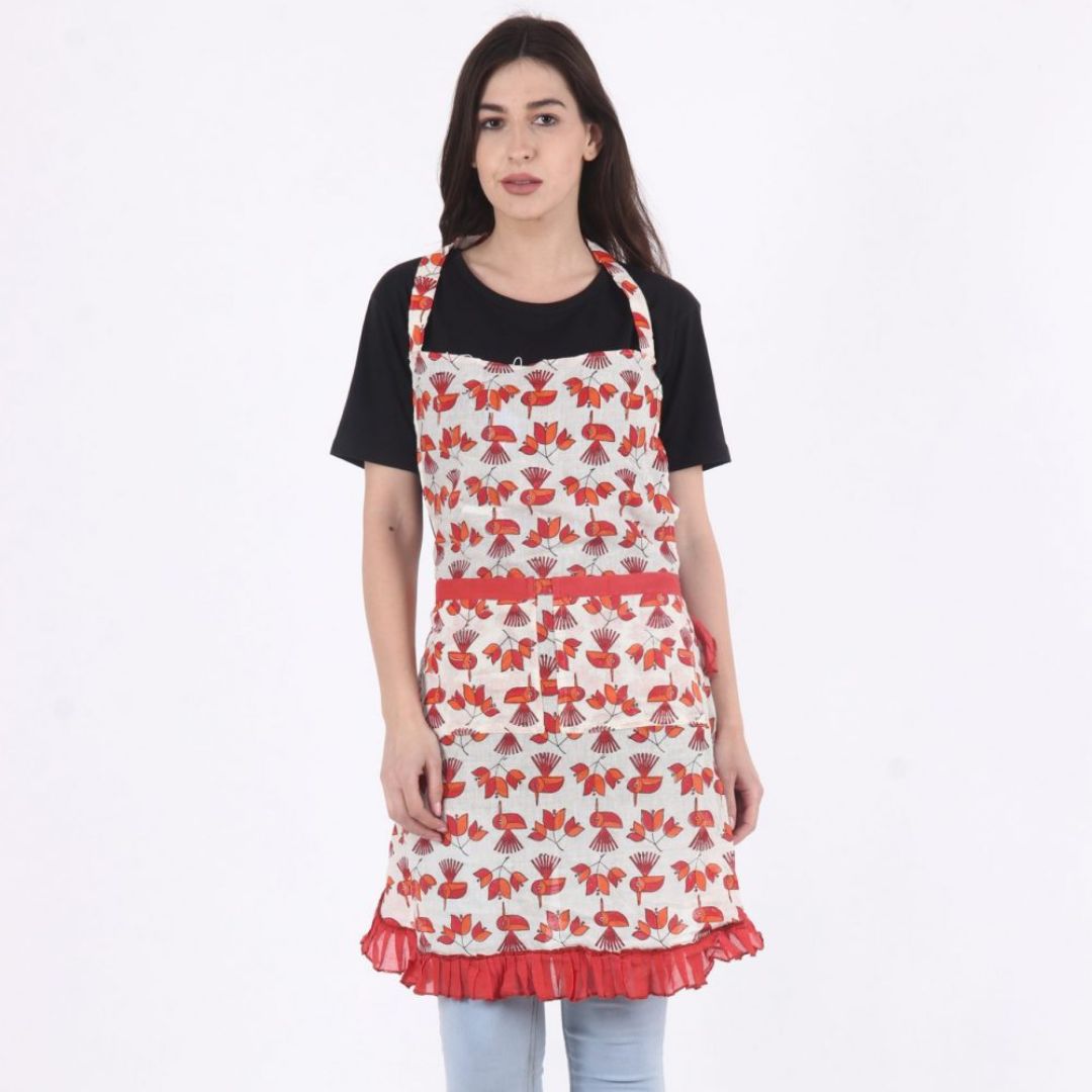 Hand Block Printed Cotton Apron for Home/Kitchen