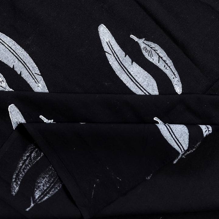 Indha Hand Block Printed Cotton Fabric 3 Mtr (Black)