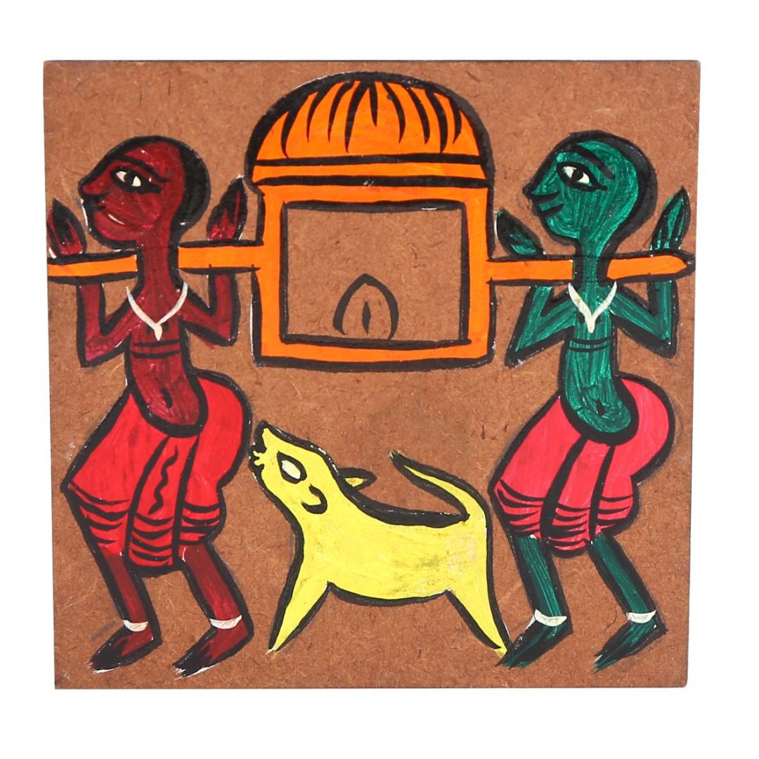 INDHA Pata Chitra Art hand-painted wooden coasters Pack of Six Living Room Décor | Tribal Craft