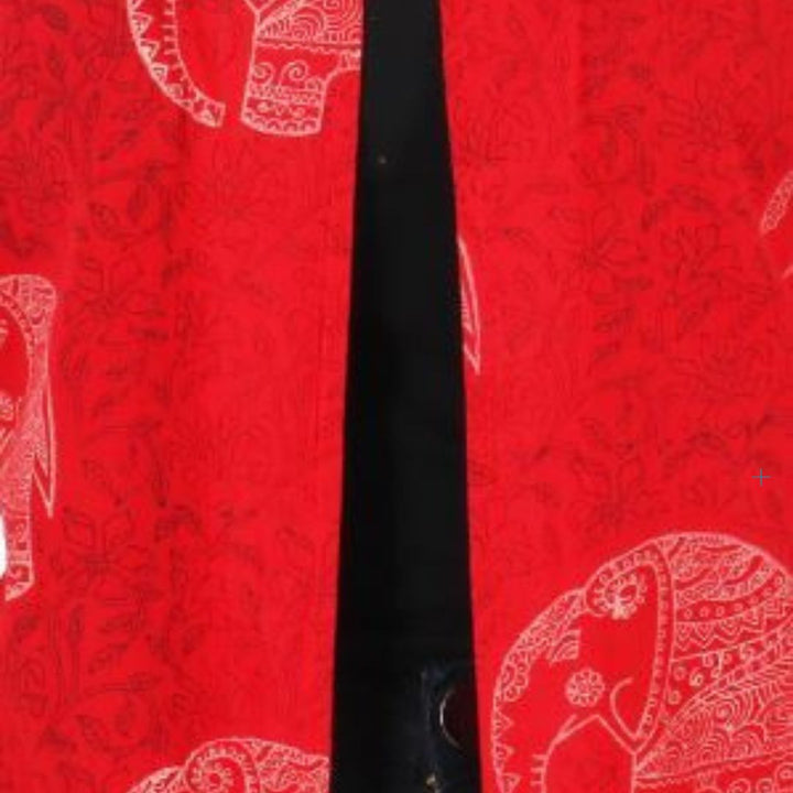 Indha Elephant Design Block Printed Red Shrug