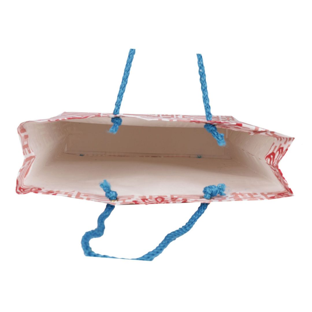 Recycled Paper Hand Block Printed Pack of 5 Gift Paper Carry Bag/Paper Bag