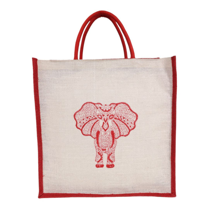 Indha Eco-Friendly Jute Gift Bag with Elephant Block Print – A Sustainable and Stylish Gift Packaging for Special Occasions and Thoughtful Gifting