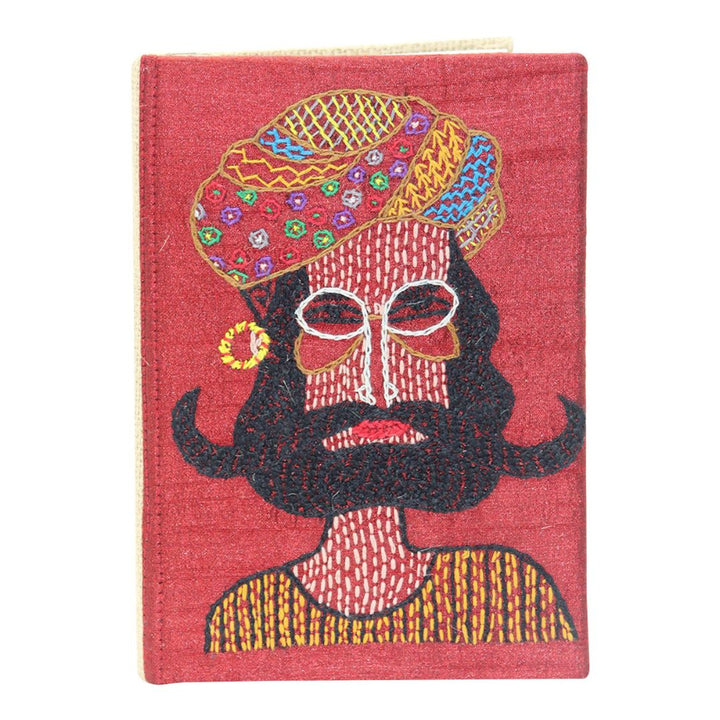 INDHA Maroon Colour Hand-Embroidered Recycled Paper Diary