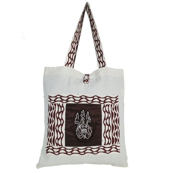 INDHA Hand Of Fatima Embroidered and Block Printed Multipurpose Tote Bag