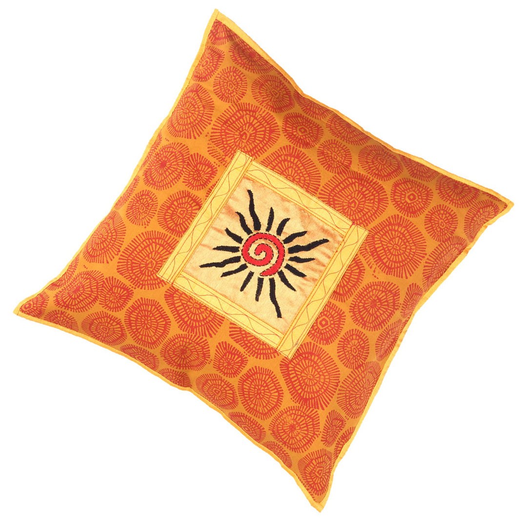 Cotton Hand Embroidered with Ethnic Block Print Cushion Covers Set of 2