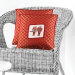 Indha Embroidered Cushion Covers Birds-Motif | 16X16 Cushion Cover Maroon Brocade | Corporate Gifting | Home Furnishing | Home Decor | Set of 2 Cushion Covers