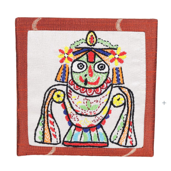 INDHA Hand Embroidered Jagannath Motif Rust Colour Multi utility Gift Box &Storage Box