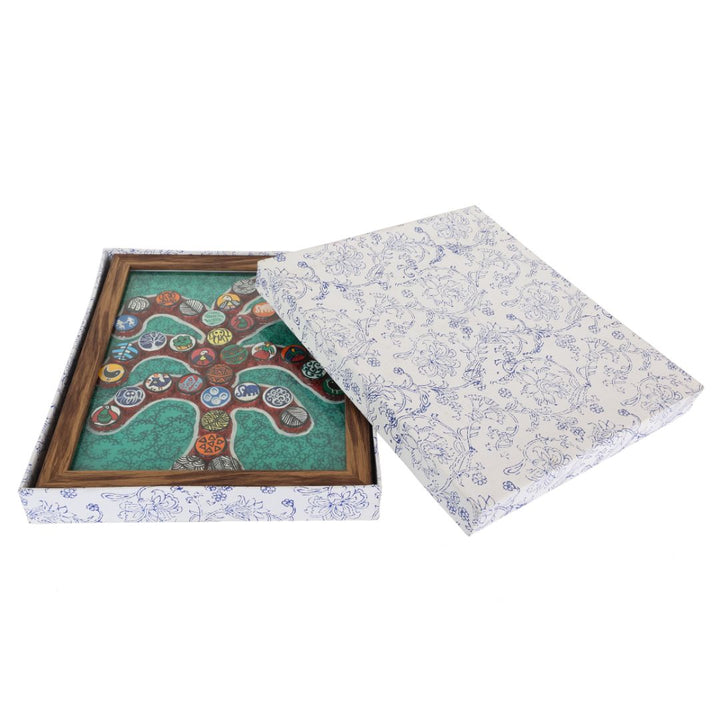 Indha Handcrafted Wall Decor | Unique Design Wall Decor | Handpainted Wall Decor | Wooden Framed Wall Decor | Wall Painting Design | Tree Design Wall Decor | Sustainable Bottle Cap Crown Wall Decor |