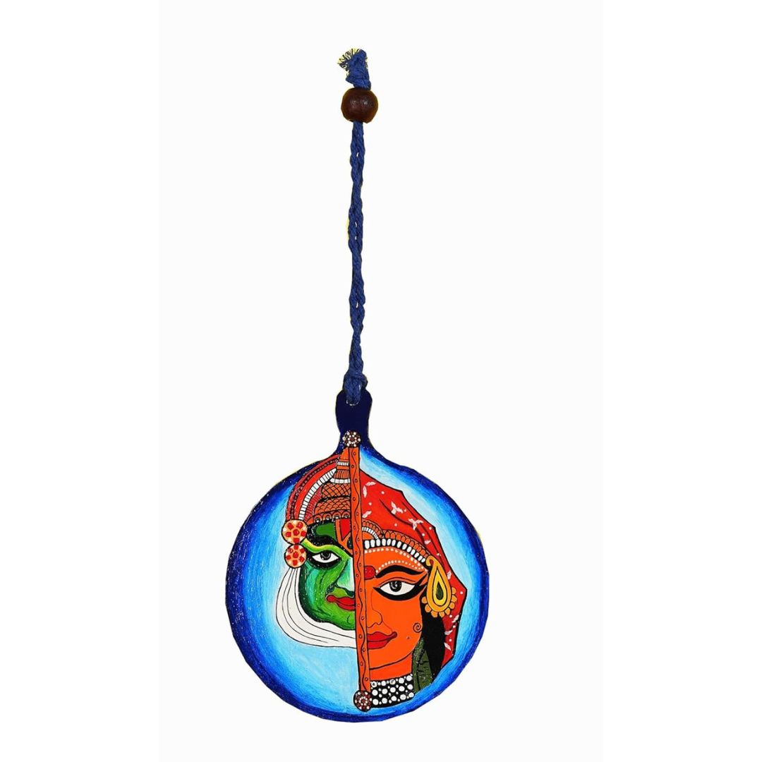 Indha Hand-Painted Wooden Wall Hanging – Half Face Folk Art | Vibrant Traditional Wall Accent | Ready to Hang | Handmade Gift for Festivals & Home Décor