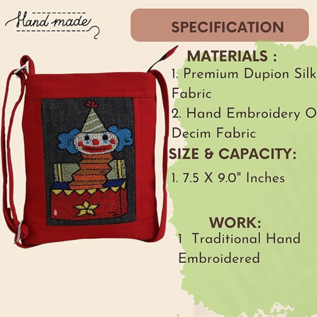 Indha Kids Sling Bag for Girls (Ages 9–12) – Handmade & Hand-Embroidered Crossbody Bag | Ideal Gift for Birthdays, Return Gifts, Holidays & Festivals