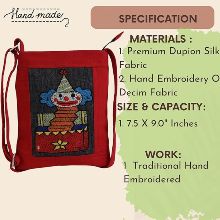 Indha Kids Sling Bag for Girls (Ages 9–12) – Handmade & Hand-Embroidered Crossbody Bag | Ideal Gift for Birthdays, Return Gifts, Holidays & Festivals