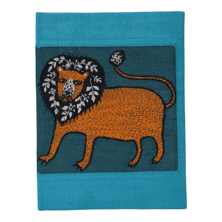 INDHA Handcrafted Recycle Paper diary | Eco Friendly Diary | Gifting | Corporate Gifting| Handmade Diary | Ethnic Art hand Embroidered Diary|Blue- Pink Silk Fabric| Sustainable Gift