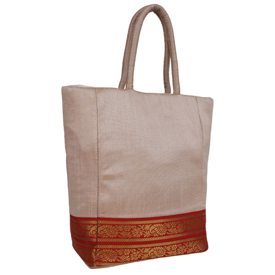 Indha Dupion Silk Handbag Peach,Small Handbag Parisian Knot, Kolkata Embroidery,Corporate Gifting Bags, Special Occasions Gifting Bag