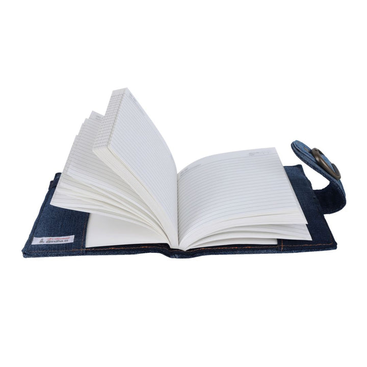 Indha Handcrafted Sustainable Denim Diary  | Denim Cover Diary | Corporate Gifting | Recycled Paper Diary | Rulled Line | 120 Pages Diary | Paper Diary