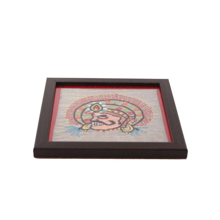 INDHA Tribal Hand-Embroidered Square Wood, Glass Coaster set of 2