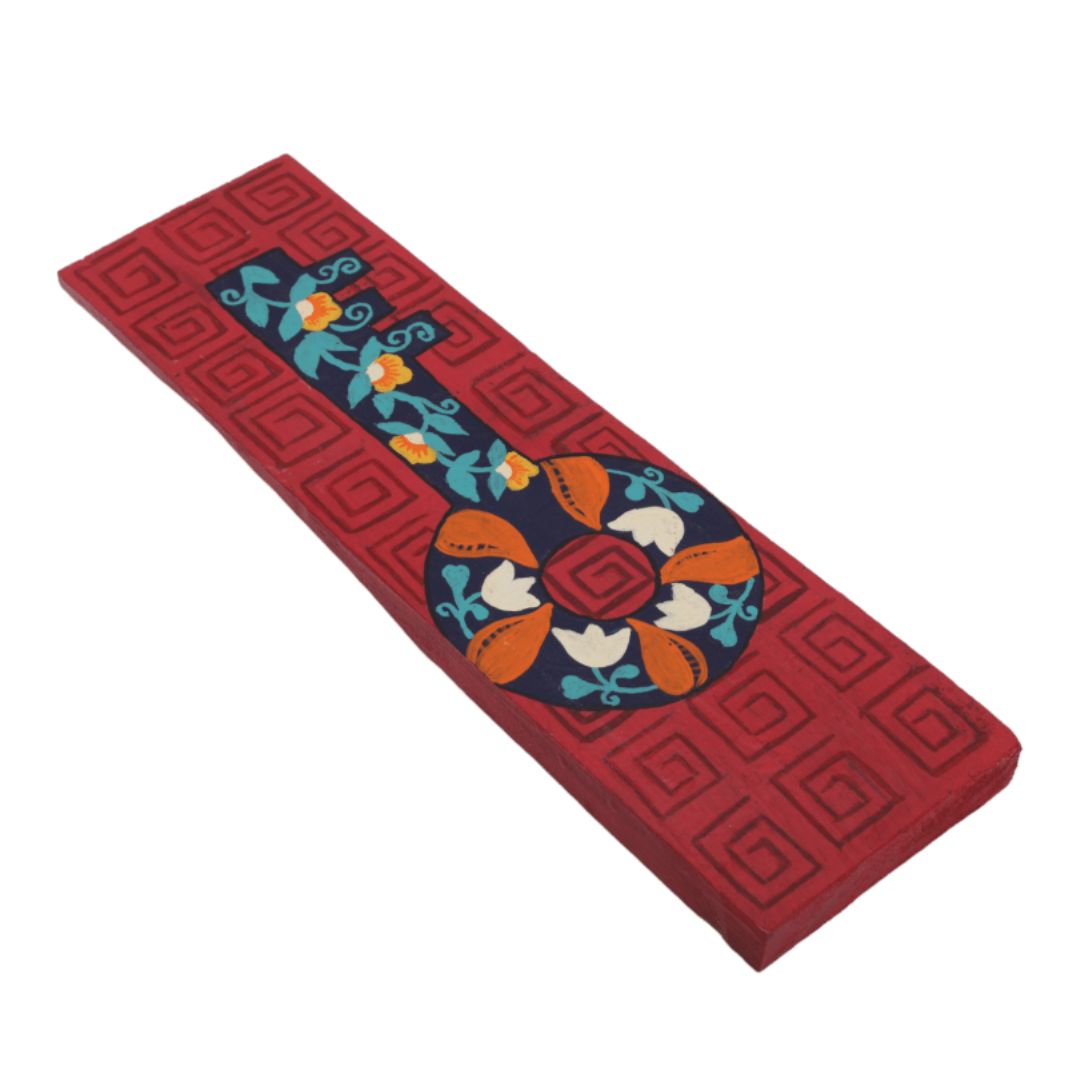 Indha Hand-Painted Wall Art | Unlock Creativity: Indha's Hand-Painted Wall Art | Eco-Chic Décor | Recycled Wood Wall Painting | Key &amp; Lock Wall Art | Artistry in Red |