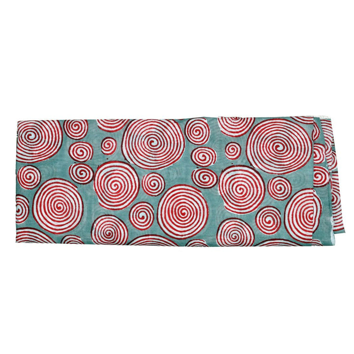 INDHA Hand Block-Printed Cotton Fabric |Red And White Swirl Design Motif Light Grey Cotton Fabric | Hand Block Printed Fabric | Home Utility | Fashion Utility | Gifting | Gifts For Him | Gifts For Her | Home Furnishing | Jaipuri Block Print Fabric