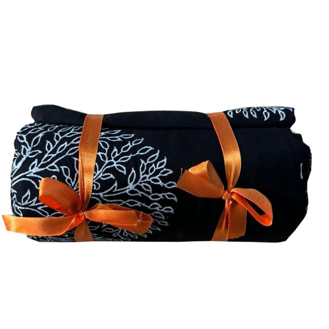 INDHA Hand Block-Printed Jaipuri Cotton Fabric Black Tree Design Motif | Hand Block Printed Fabric | Home Utility | Fashion Utility | Gifting | Gifts For Him | Gifts For Her | Home Furnishing | 3 Meter X 42-44 Wide