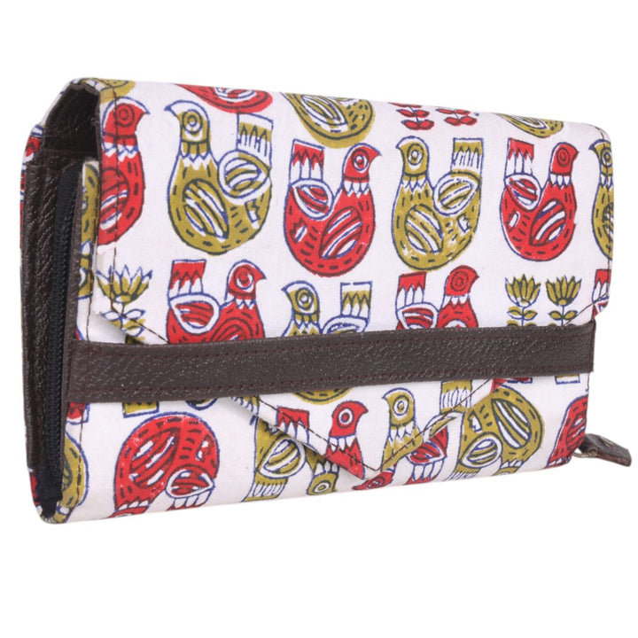 Indha Hand Block Printed Cotton Fabric Wallet for Girls | YKK Brand Zipper Ladies Wallet| Clutch Wallet | Cotton  Purse| Card Cash Coin Holder for Women | Hand Carry Wallet