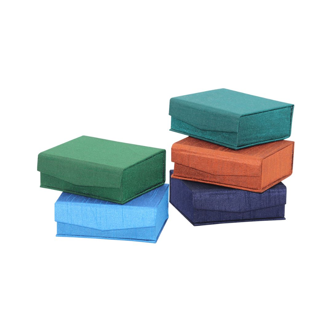 Indha Multicolour Handcrafted Jewelry Box | Small Gift Boxes | Dupion-Silk Box (Set of 5)