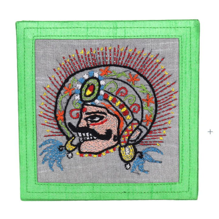 INDHA Chhau Mask Embroidered Motif Multi Utility Gift Box & Storage Box Small