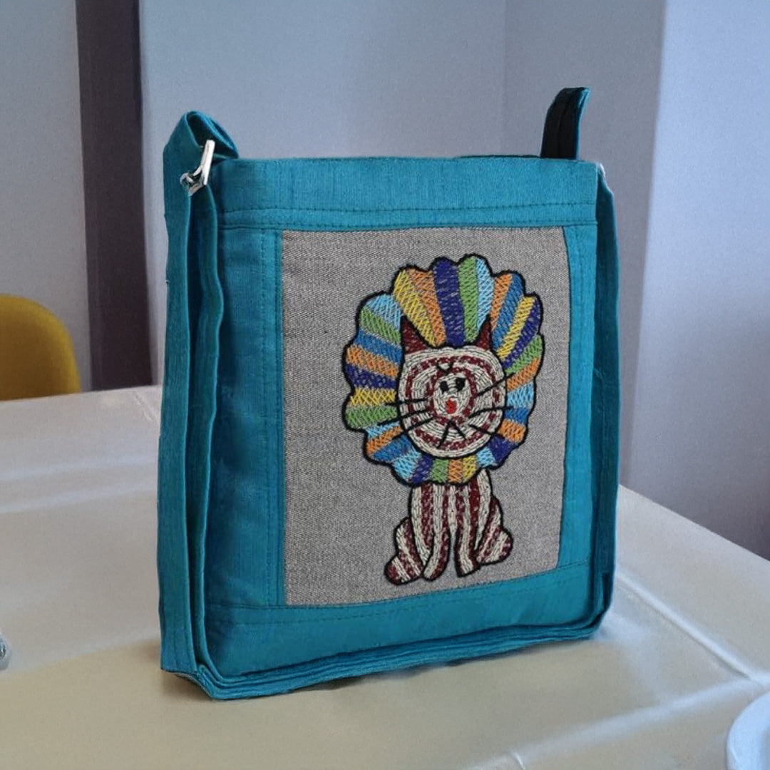 Indha Kids Sling Bag for Girls (Ages 9–12) – Handmade & Hand-Embroidered Crossbody Bag | Ideal Gift for Birthdays, Return Gifts, Holidays & Festivals