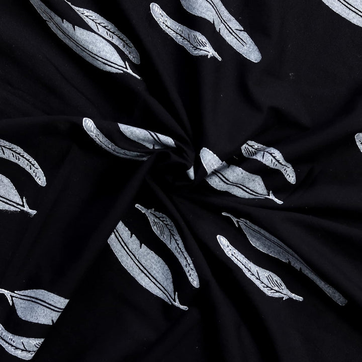 Indha Hand Block Printed Cotton Fabric 3 Mtr (Black)