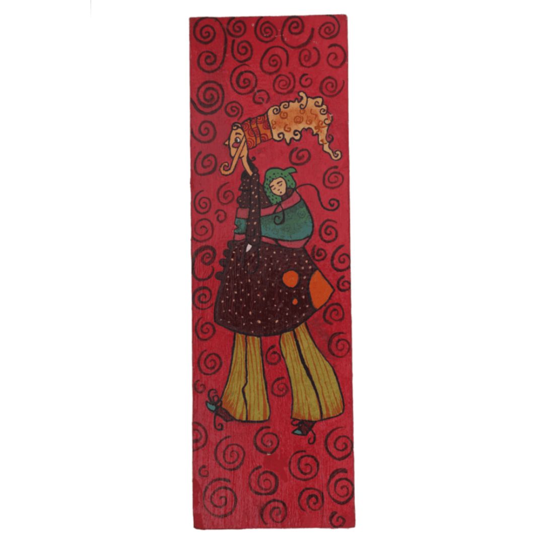 Indha Hand-Painted Wall Art, Tribal Art Mother &amp; Daughter Painting | Wooden Hand Painted Wall hanging Artwork/Decor Tribal women Wall hanging art |