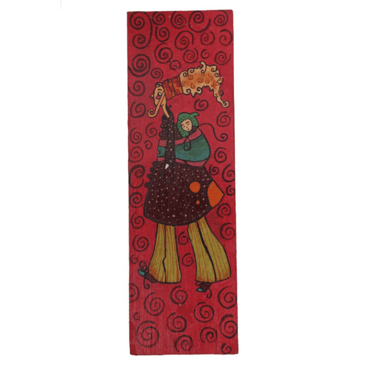 Indha Hand-Painted Wall Art, Tribal Art Mother &amp; Daughter Painting | Wooden Hand Painted Wall hanging Artwork/Decor Tribal women Wall hanging art |