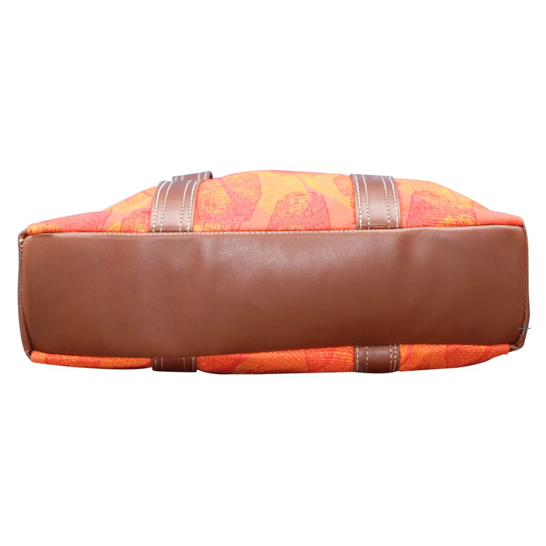 Cotton Hand Block Printed Ethnic Party Wear Bag for Girls/Women (Orange)